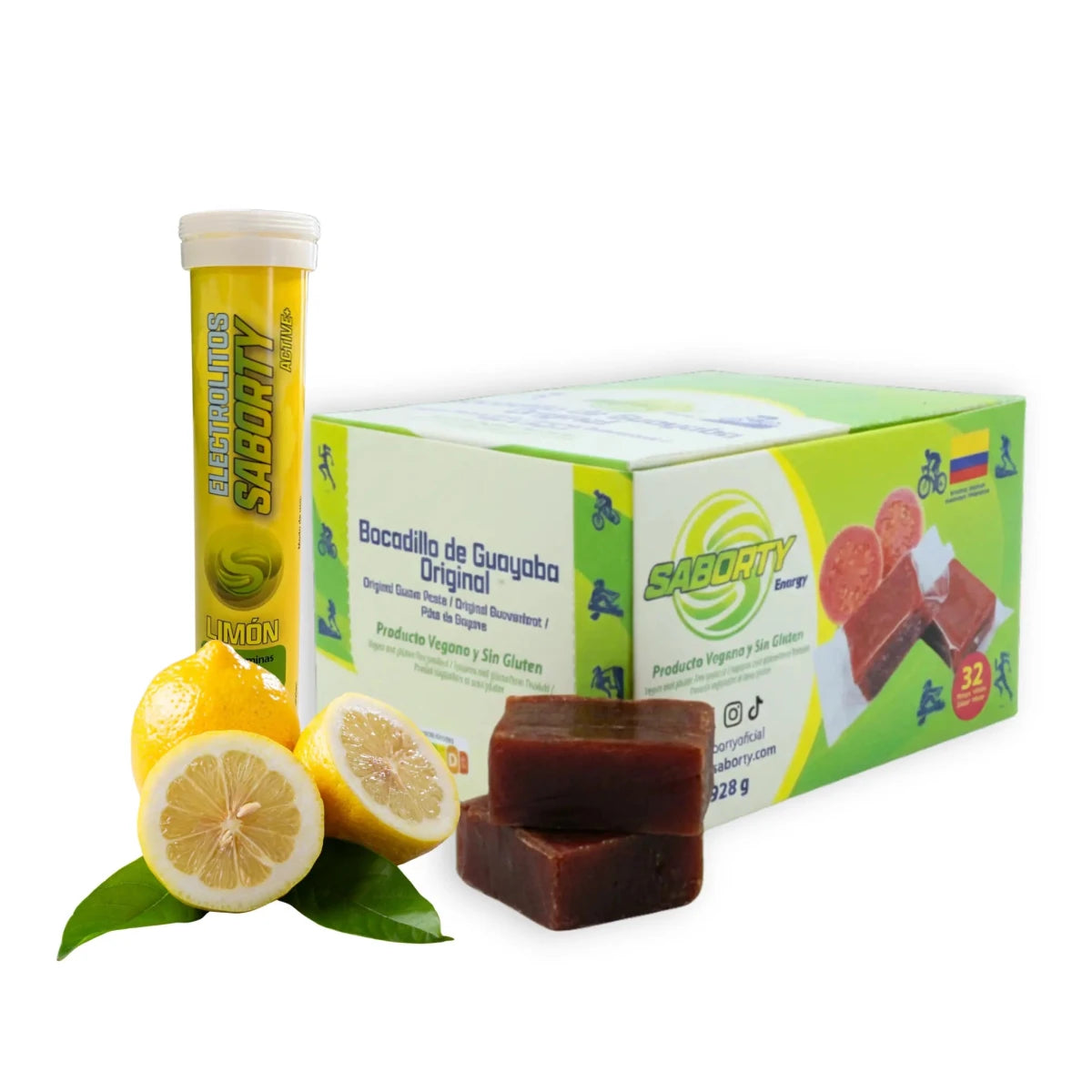 Pack Rendimiento Saborty: Bocadillo de Guayaba (Gel Sólido) + Electrolitos Active+ - Saborty